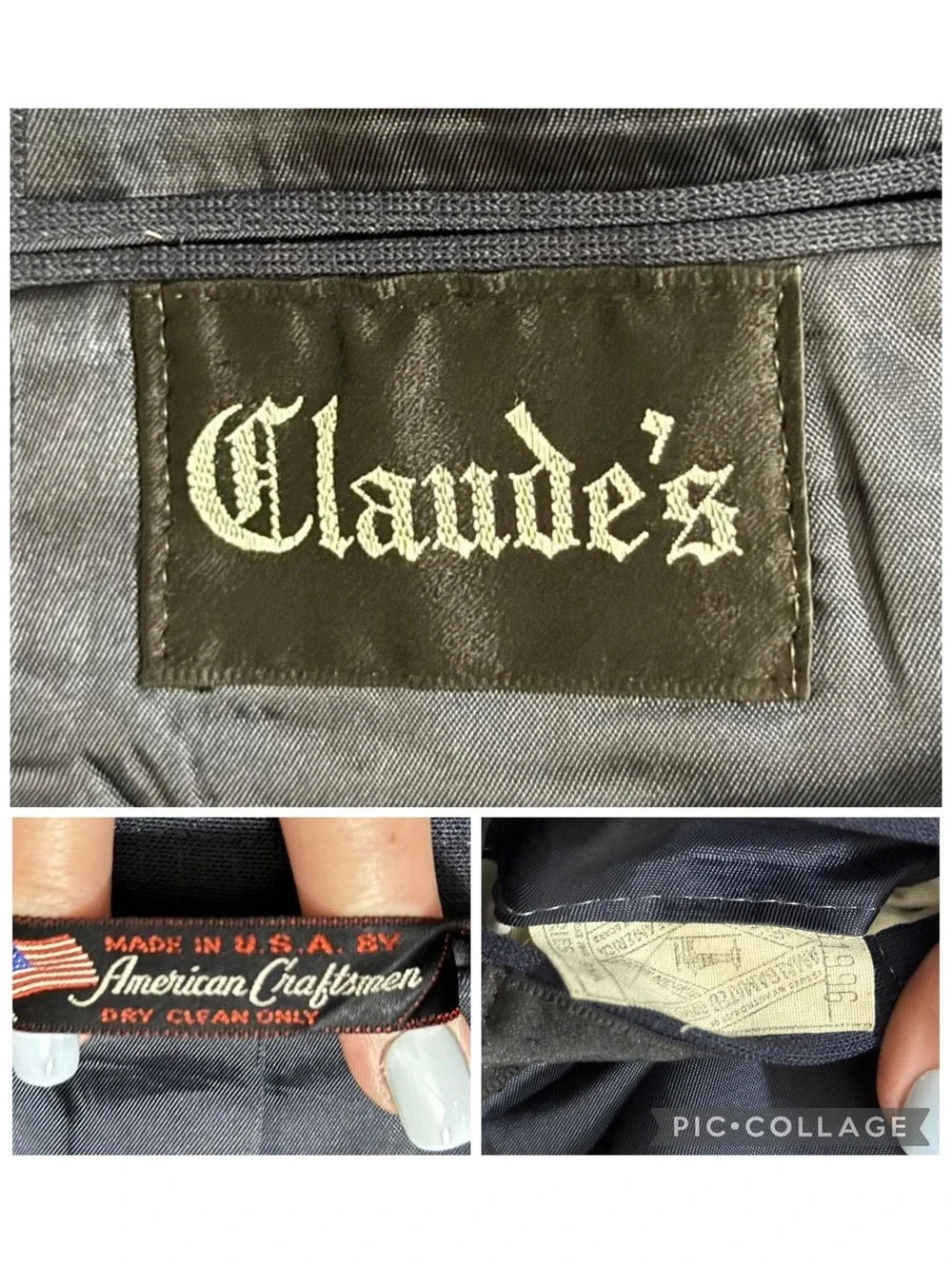 1970's Blue Three-Piece Men's Suit from Claude's XL Men's 46R 41W 30L